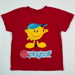 PLAYBALL Unisex Toddlers' 100% Cotton Red Physical Education Program T-Shirt 3T
